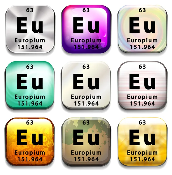 A button showing the element Europium — Stock Vector