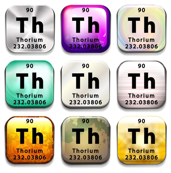 Sebuah tombol yang menampilkan elemen Thorium - Stok Vektor