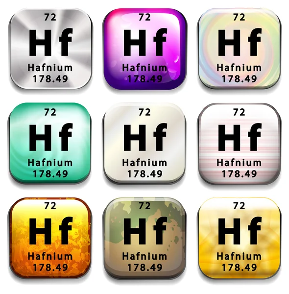 Tlačítko znázorňující prvek Hafnium — Stockový vektor