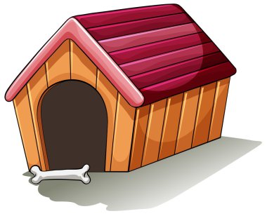 Ahşap bir köpek kulübesi
