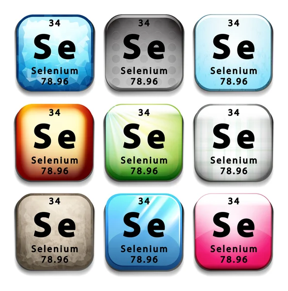 Un botón que muestra el elemento Selenio — Vector de stock