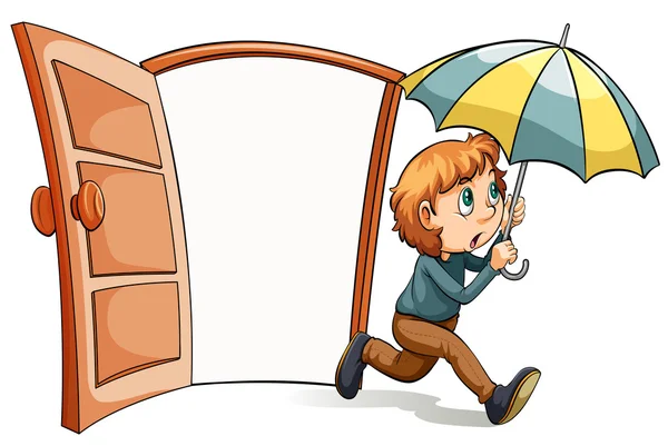 A boy with an umbrella — Stock Vector