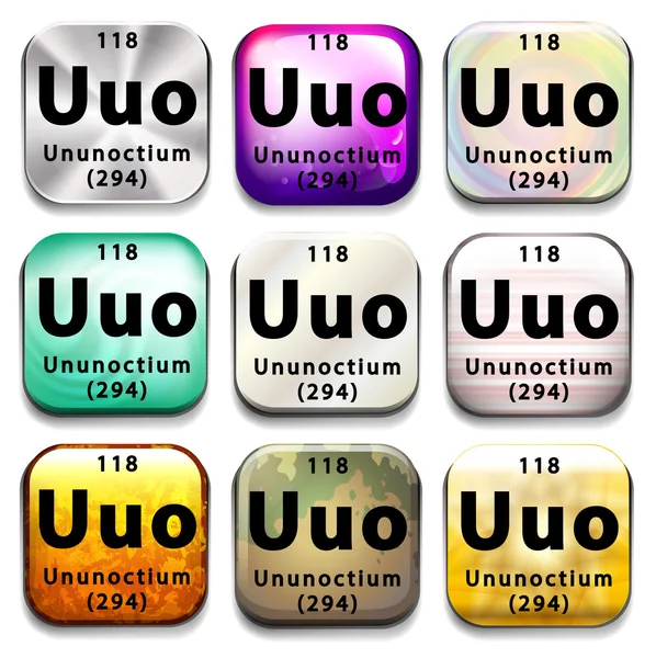 Een knop die aangeeft van het element Ununoctium — Stockvector