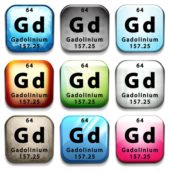 Een knop die aangeeft van het element Gadolinium — Stockvector