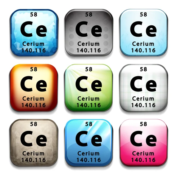 Botón que muestra el elemento Cerium — Vector de stock