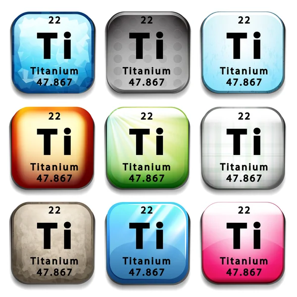 チタンの要素を表示するボタン — ストックベクタ