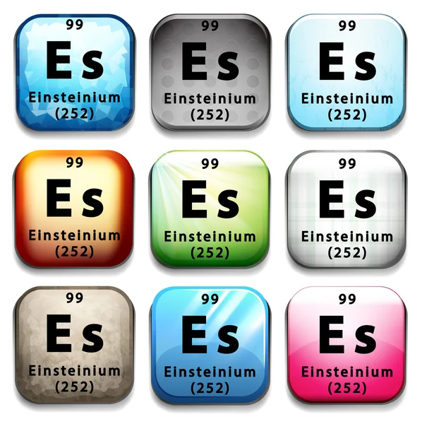 A button showing the element Einsteinium — Stock Vector