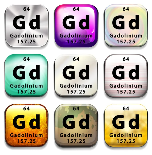 Un bouton montrant l'élément Gadolinium — Image vectorielle