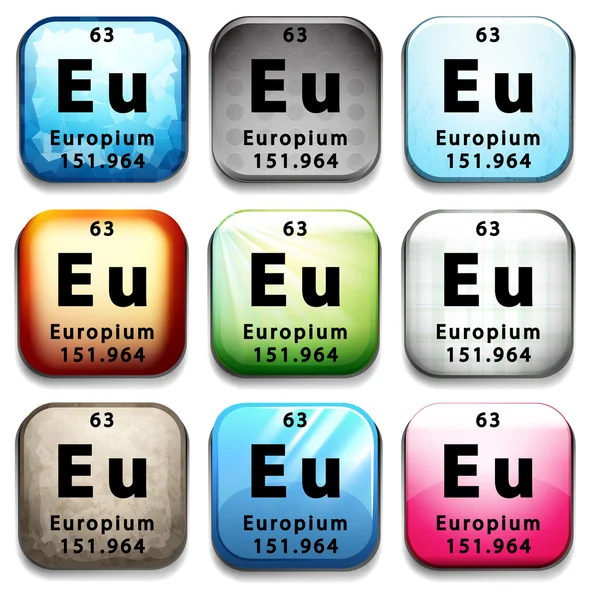 A button showing the element Europium — Stock Vector