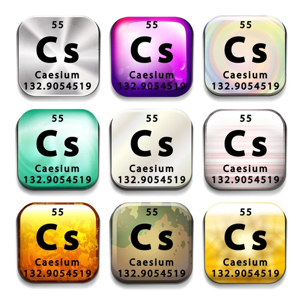 Een knop die aangeeft van het element cesium — Stockvector