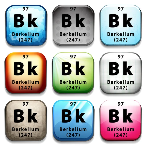 Um botão mostrando o elemento Berkelium —  Vetores de Stock