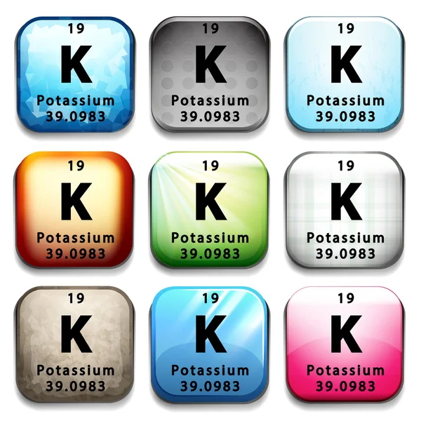 An icon showing the element Potassium — Stock Vector