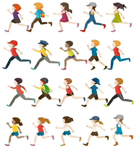 Faceless people running — Stock Vector