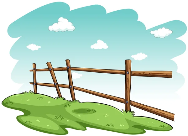 Green grasses near the fence — Stock Vector
