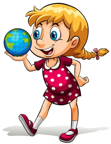 Молода дівчина тримає глобус — стоковий вектор