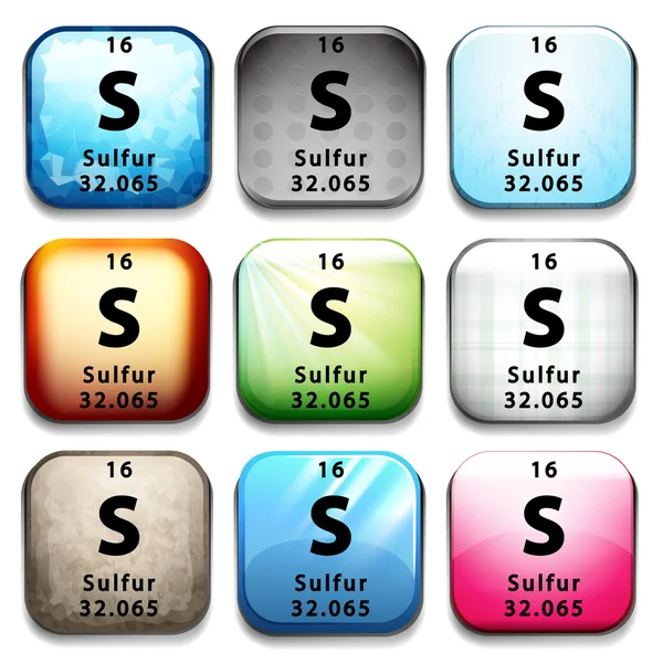 An icon showing the element Sulfur — Stock Vector