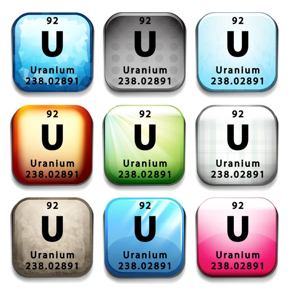 Een pictogram van het element Uranium wordt aangeduid — Stockvector