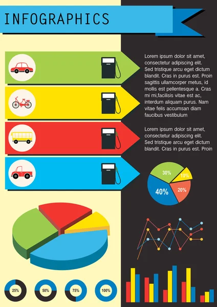 Um infográfico mostrando os veículos —  Vetores de Stock