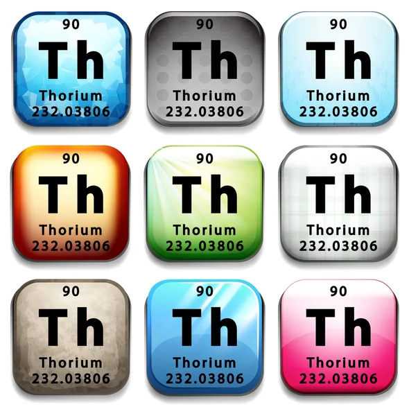 Un bouton montrant l'élément chimique Thorium — Image vectorielle