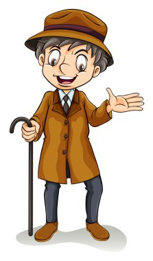 A happy boy holding a cane clipart