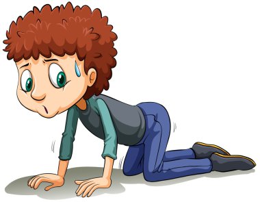 A boy crawling like a snail clipart