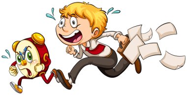 A man running with the clock clipart