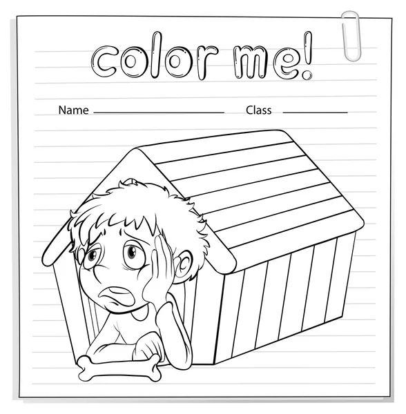 A worksheet showing a young boy — Stock Vector