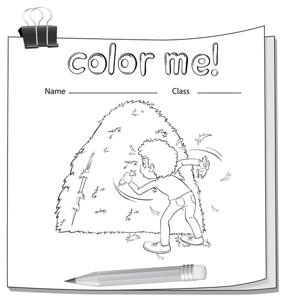 A worksheet showing a boy and a haystack — Stock Vector