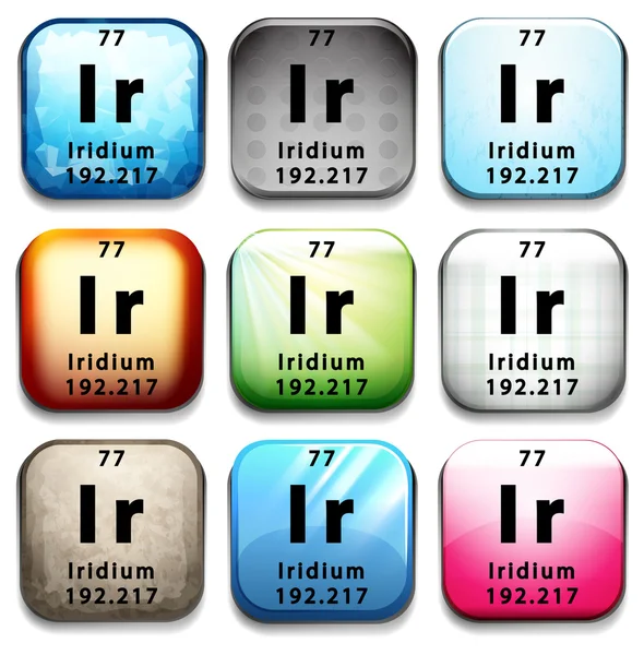 Ikona zobrazující chemické Iridium — Stockový vektor