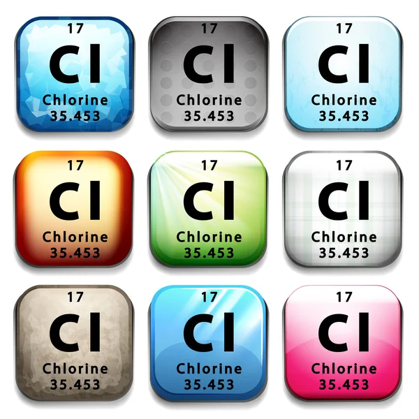 Ikonę wskazującą chemiczne chloru — Wektor stockowy
