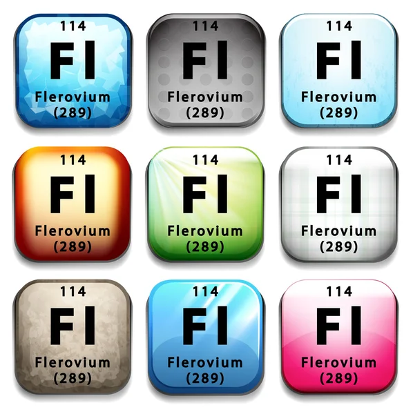 Tlačítko s chemických Flerovium — Stockový vektor