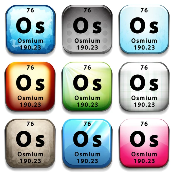 A button with the chemical Osmium — Stock Vector