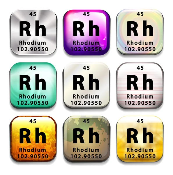 An icon showing the chemical Rhodium — Stock Vector