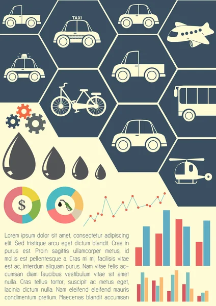 A graphical model showing the means of transportation — Stock Vector