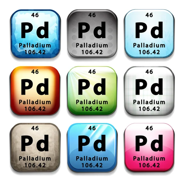 Une icône avec l'élément chimique Palladium — Image vectorielle