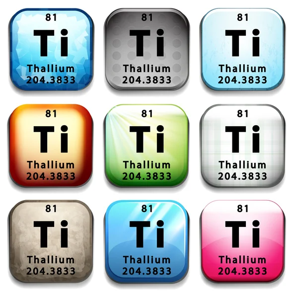 Ikon dengan elemen kimia Thallium - Stok Vektor