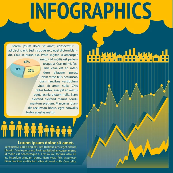 蓝色和黄色的 infochart — 图库矢量图片