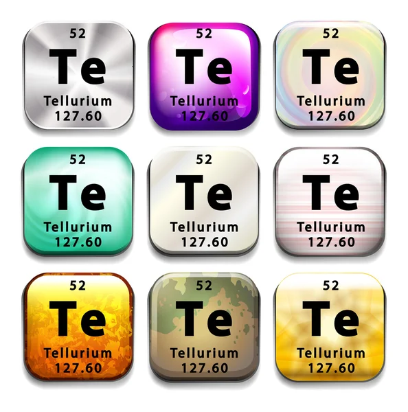 Sebuah tombol dengan unsur kimia Tellurium - Stok Vektor