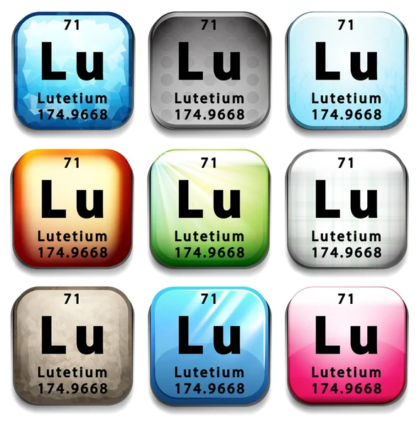 A button with the chemical Lutetium — Stock Vector