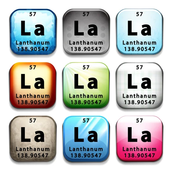 Une icône avec le Lanthane chimique — Image vectorielle