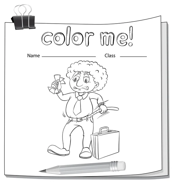 Ein farbiges Arbeitsblatt mit einem Mann — Stockvektor