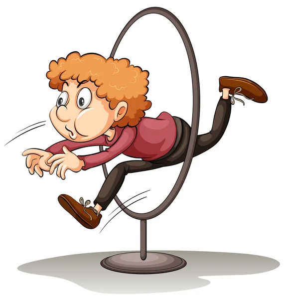 A man jumping through a hoop — Stock Vector