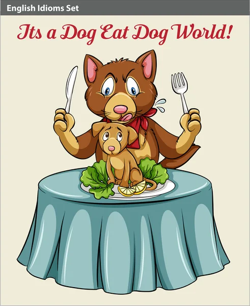 A cat eating a dog — Stock Vector