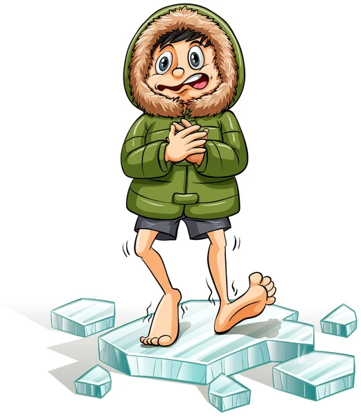 Ein Junge bekommt kalte Füße — Stockvektor