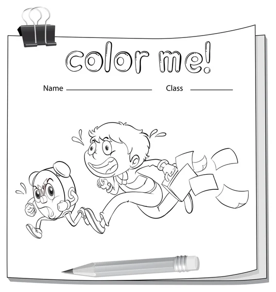 A coloring worksheet with a boy — Stock Vector