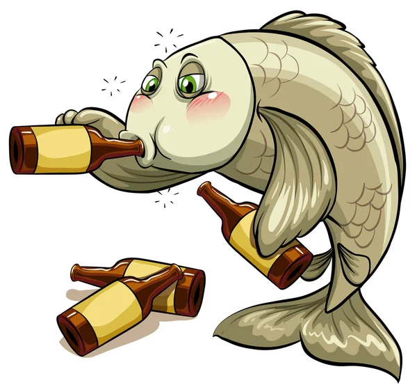 A drunk fish — Stock Vector