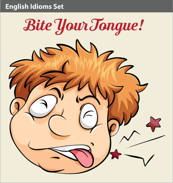 Un homme mordant sa langue — Image vectorielle