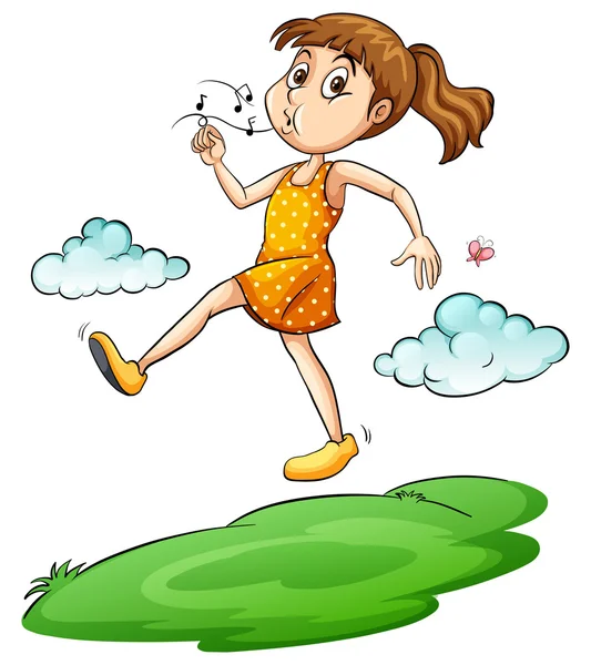 A girl walking in the air — Stock Vector