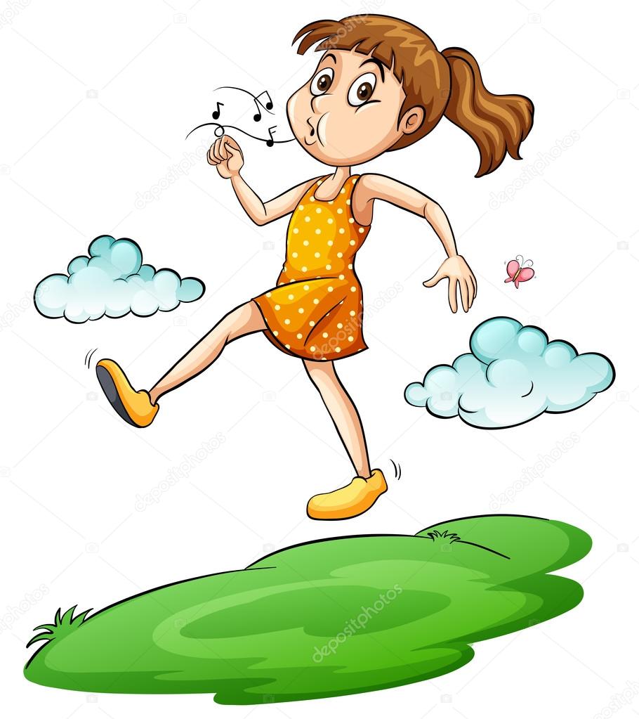 A girl walking in the air