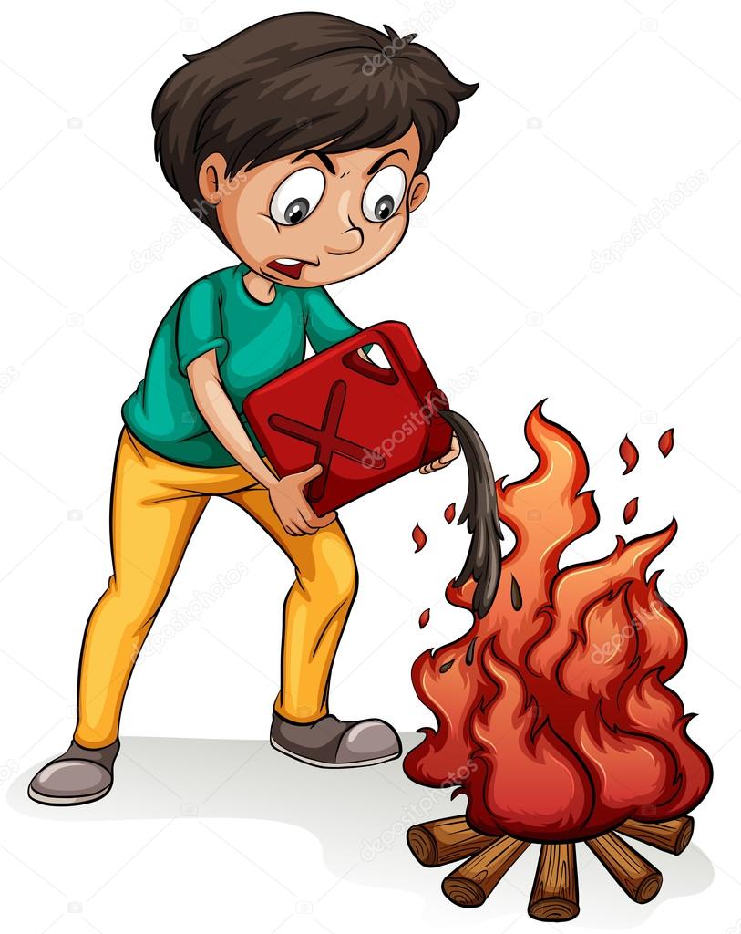 Un chico haciendo una fogata vector, gráfico vectorial © blueringmedia